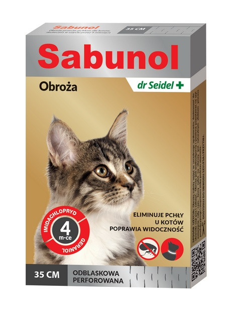 Sabunol Obroża przeciw pchłom dla kota odblaskowa 35cm