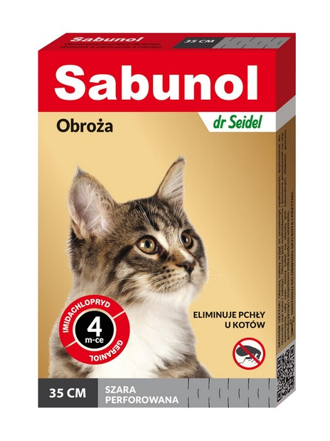 Sabunol Obroża przeciw pchłom dla kota szara 35cm