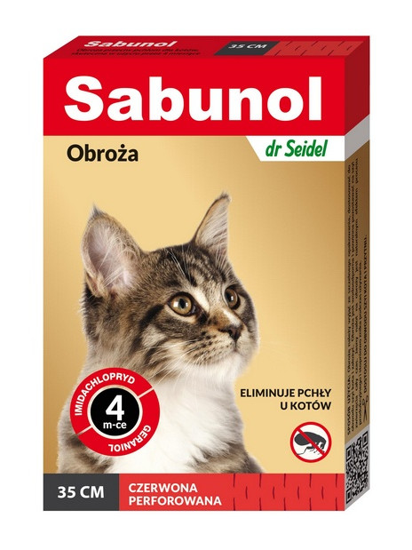 Sabunol Obroża przeciw pchłom dla kota czerwona 35cm