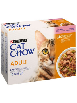 Purina Cat Chow Łosoś i zielona fasolka saszetki 10x85g