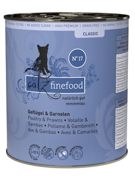 Catz Finefood Classic N.17 Drób i Krewetki puszka 800g