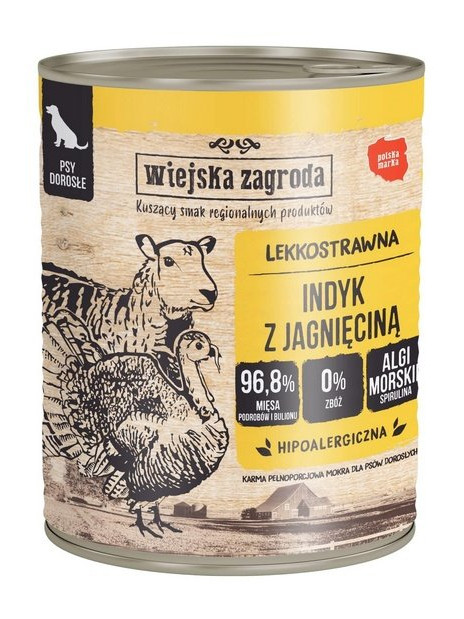 Wiejska Zagroda Indyk z jagnięciną puszka 800g