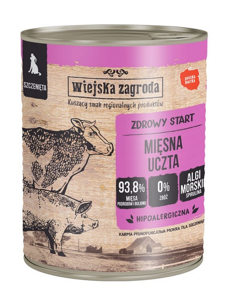Wiejska Zagroda Mięsna uczta Puppy puszka 800g
