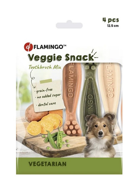 Flamingo Veggie gryzak szczoteczka 12,5cm/4szt
