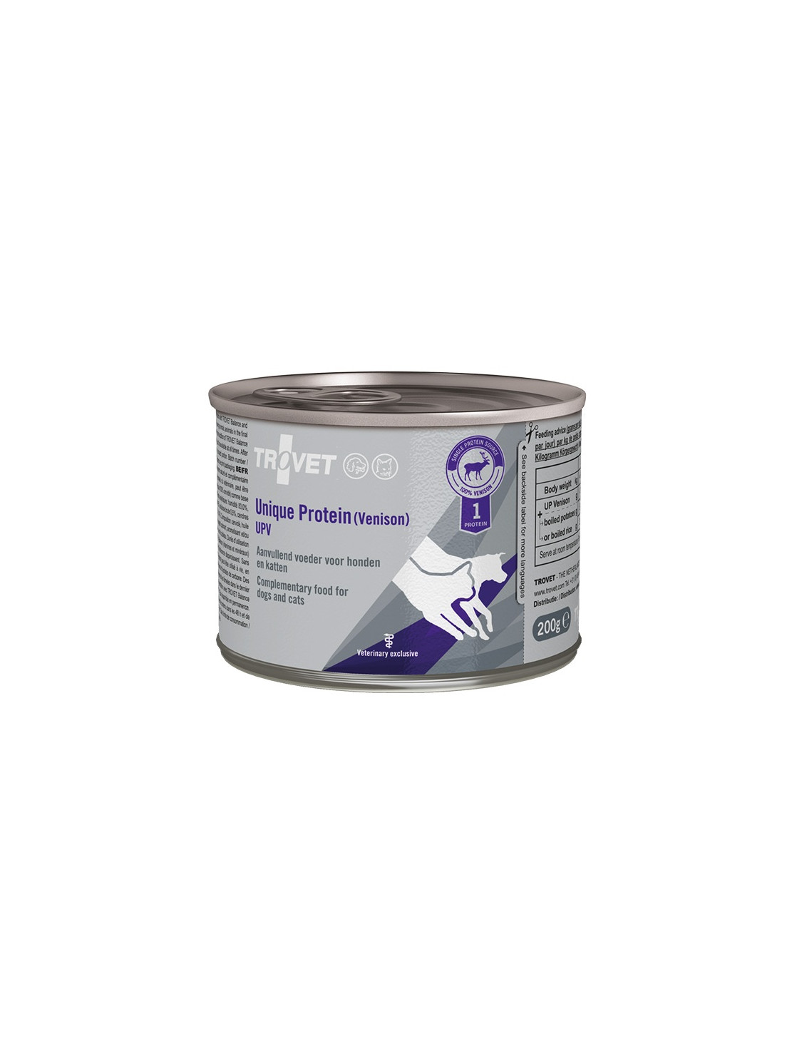 Trovet Unique Protein UPV Dziczyzna dla psa i kota puszka 200g
