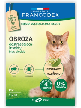Francodex Obroża odstraszająca insekty dla kotów od 2kg 43cm [FR179170]