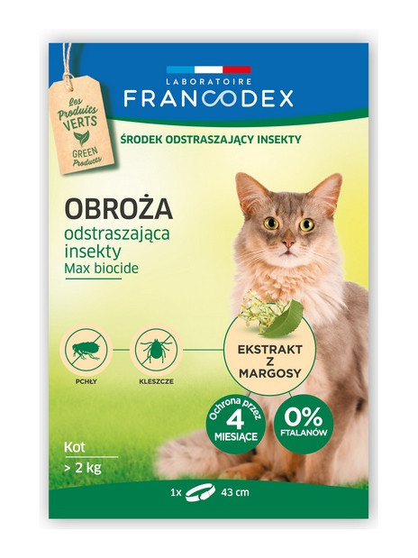 Francodex Obroża odstraszająca insekty dla kotów od 2kg 43cm [FR179170]