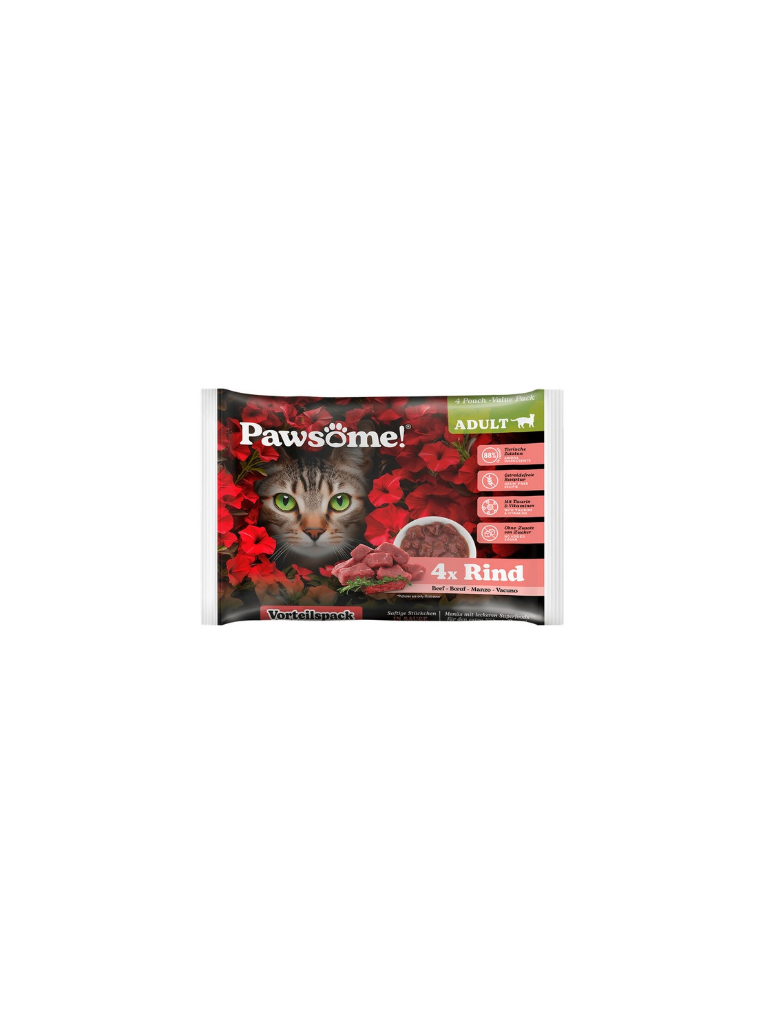 Pawsome Adult Rind - wołowina saszetki 4x85g