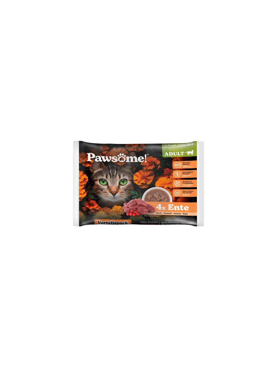 Pawsome Adult Ente - kaczka saszetki 4x85g