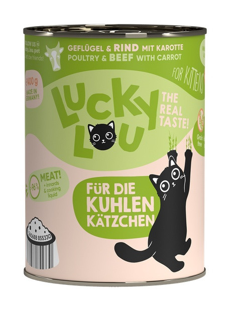 Lucky Lou Lifestage Kitten Drób i wołowina puszka 400g