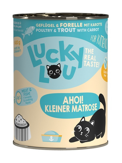 Lucky Lou Lifestage Kitten Drób i pstrąg puszka 400g