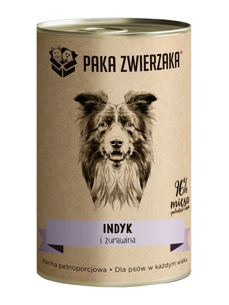 Paka Zwierzaka Indyk i żurawina puszka 400g