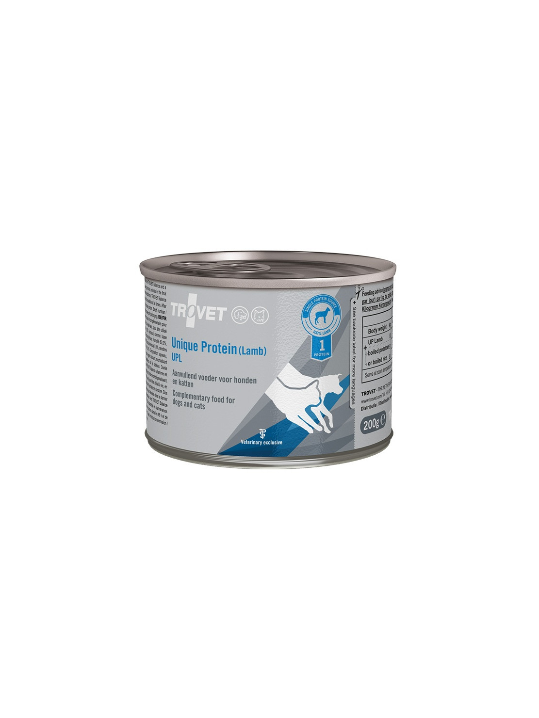Trovet Unique Protein UPL Jagnięcina dla psa i kota puszka 200g