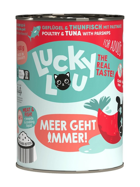 Lucky Lou Lifestage Adult Drób i tuńczyk puszka 400g