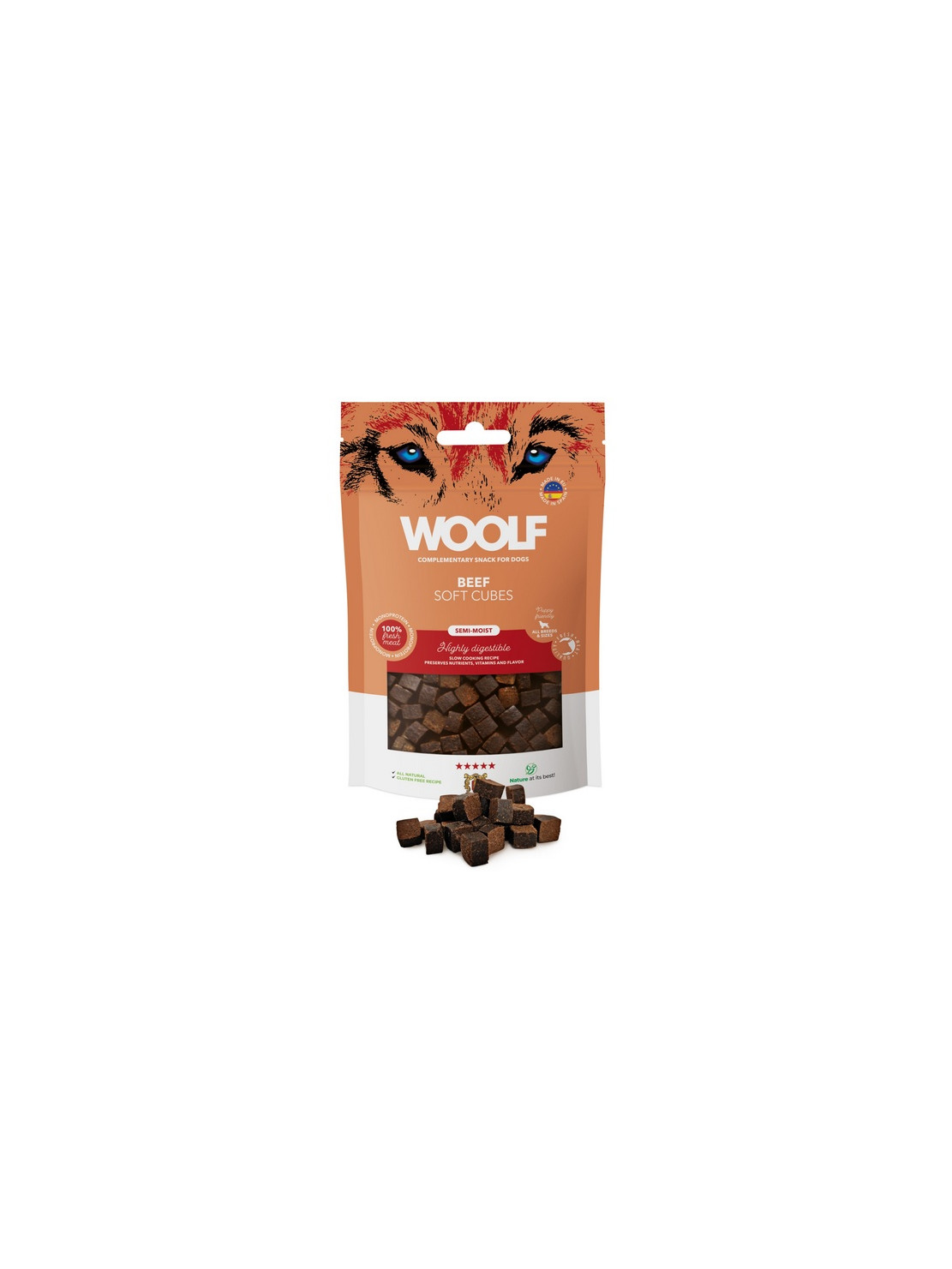 Woolf Soft Cubes Monoprotein Beef 100g
