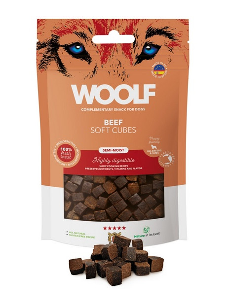 Woolf Soft Cubes Monoprotein Beef 100g