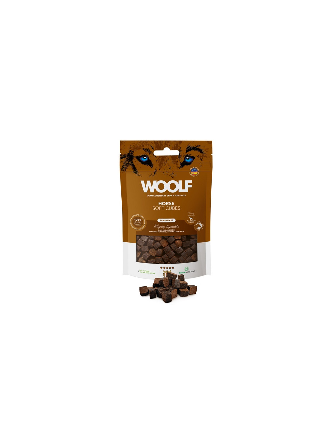 Woolf Soft Cubes Monoprotein Horse 100g