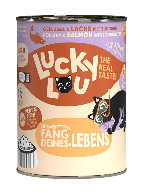 Lucky Lou Lifestage Adult Drób i łosoś puszka 400g