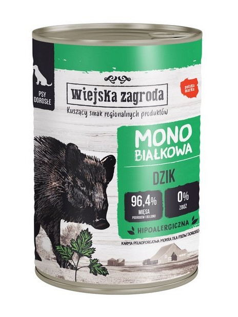 Wiejska Zagroda Monobiałkowa Dzik puszka 400g