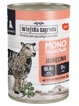Wiejska Zagroda Monobiałkowa Jagnięcina dla szczeniąt puszka 400g