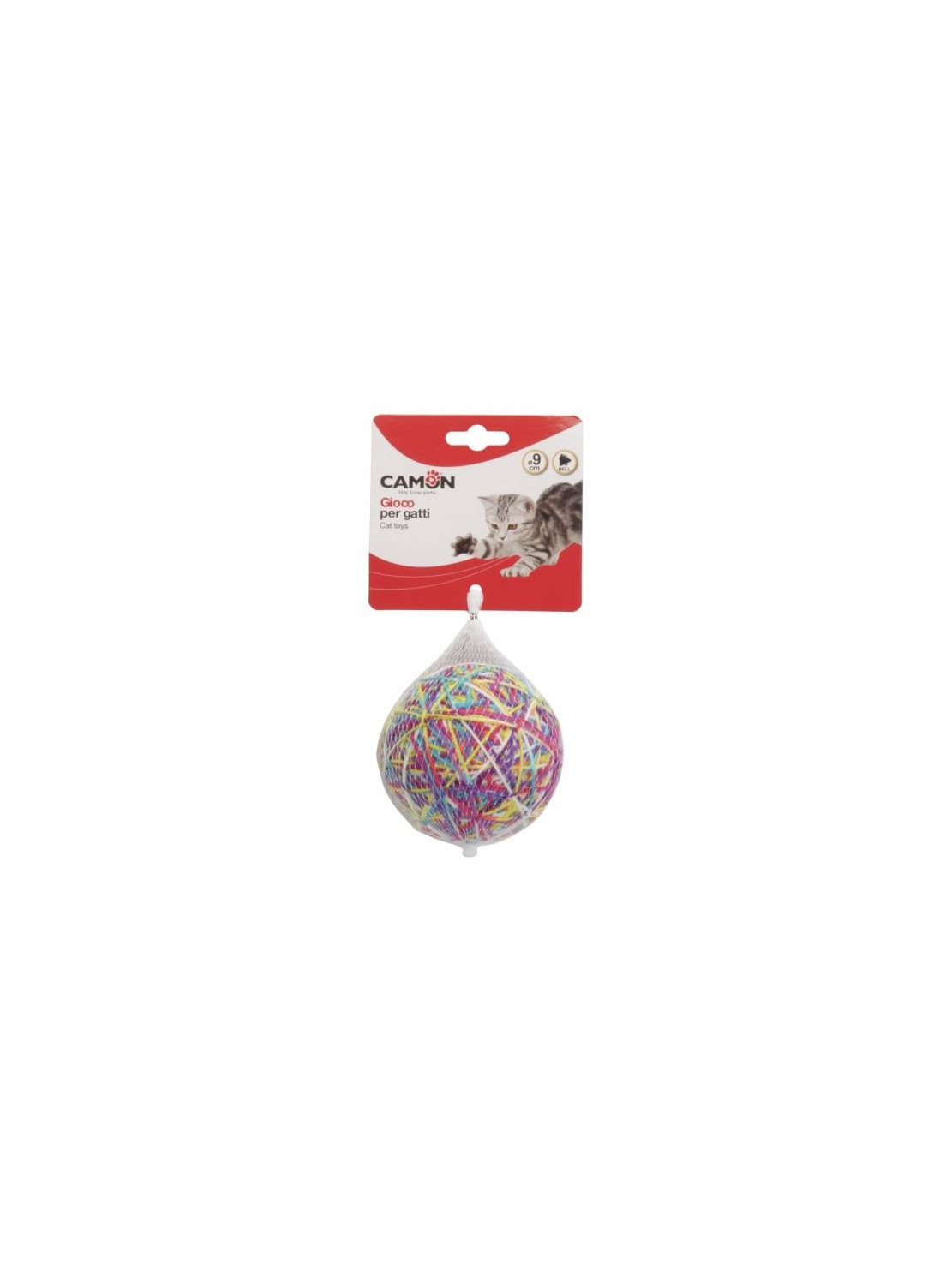 Camon Cat Toy Piłeczka z włóczką i dzwonkiem