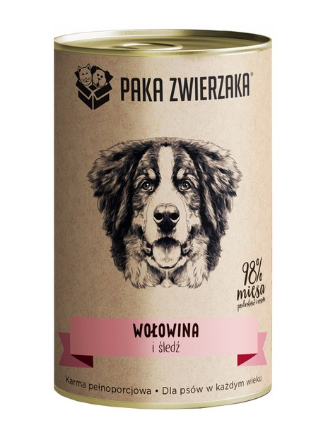Paka Zwierzaka Wołowina i śledź puszka 400g