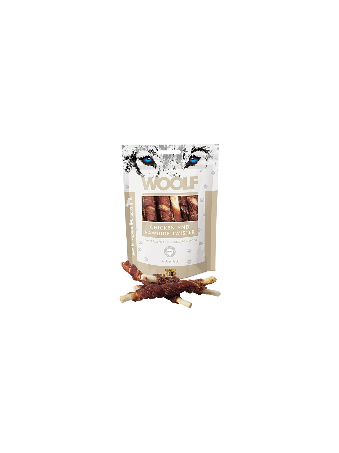 Woolf Chicken & Rawhide Twister 100g