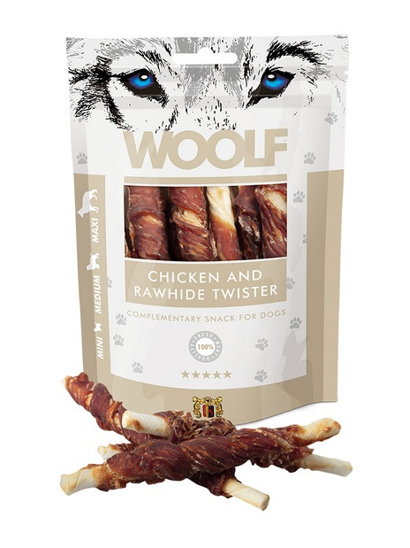 Woolf Chicken & Rawhide Twister 100g