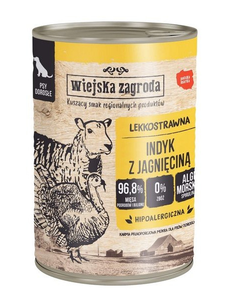 Wiejska Zagroda Indyk z jagnięciną puszka 400g