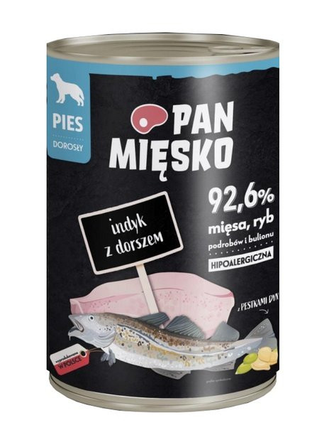 Pan Mięsko Karma mokra dla psa Indyk z dorszem puszka 400g