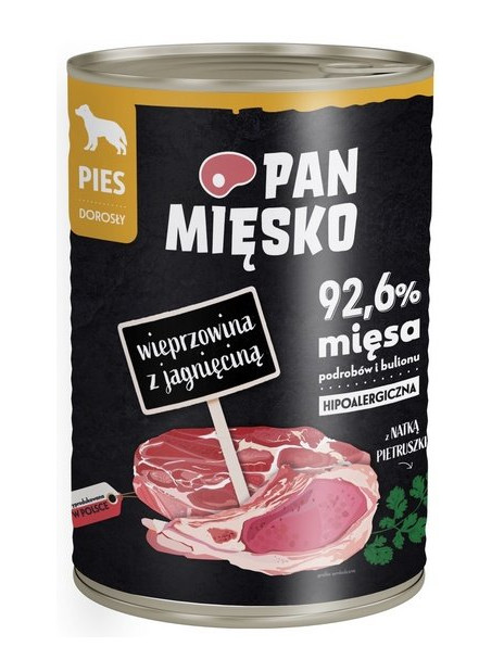 Pan Mięsko Karma mokra dla psa Wieprzowina z jagnięciną puszka 400g