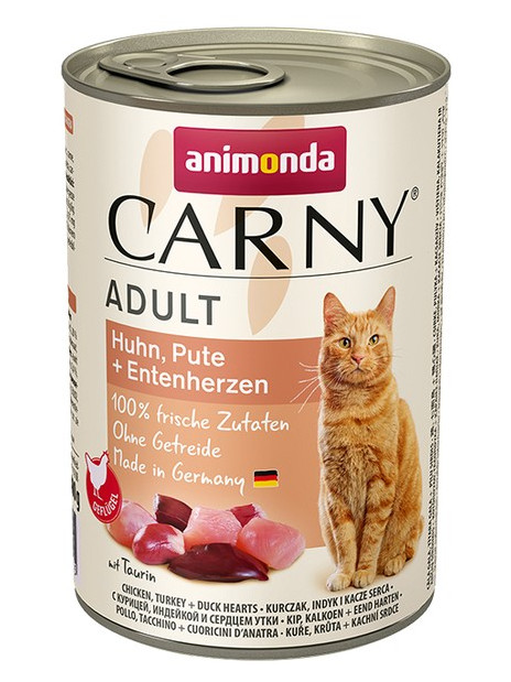 Animonda Carny Adult Kurczak, Indyk + Kacze serca puszka 400g