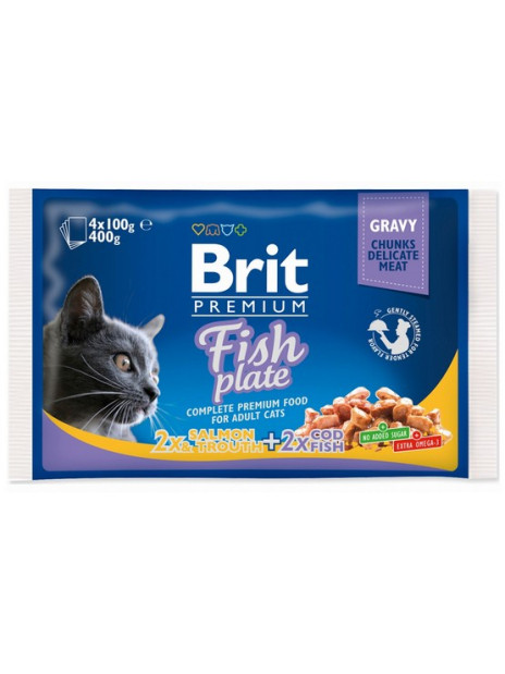 Brit Premium Cat Adult Fish Plate saszetki 4x100g
