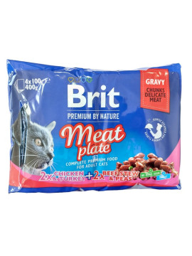 Brit Premium Cat Adult Meat Plate saszetki 4x100g