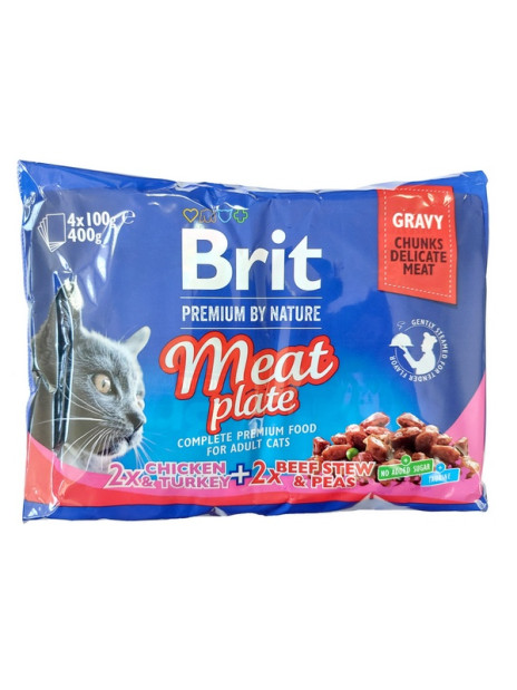 Brit Premium Cat Adult Meat Plate saszetki 4x100g