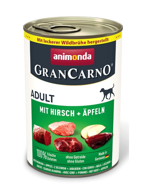 Animonda GranCarno Original Adult Rind Hirsch Apfel Wołowina, Jeleń + Jabłko puszka 400g