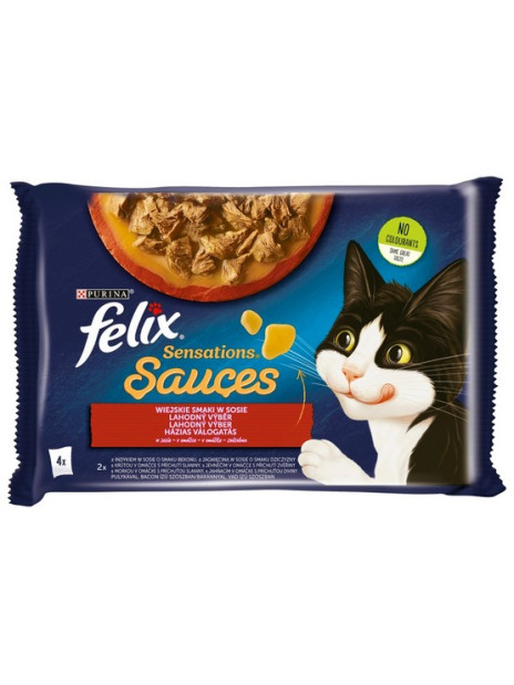 Felix Sensations Sauces Wiejskie Smaki indyk/jagnięcina w sosie saszetki 4x85g