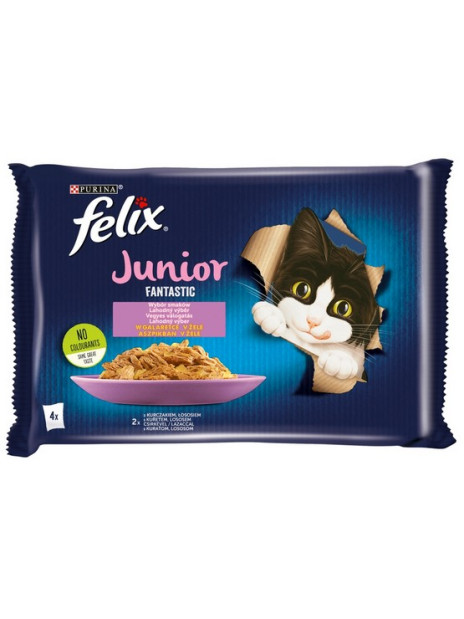 Felix Fantastic Junior kurczak/łosoś w galaretce saszetki 4x85g