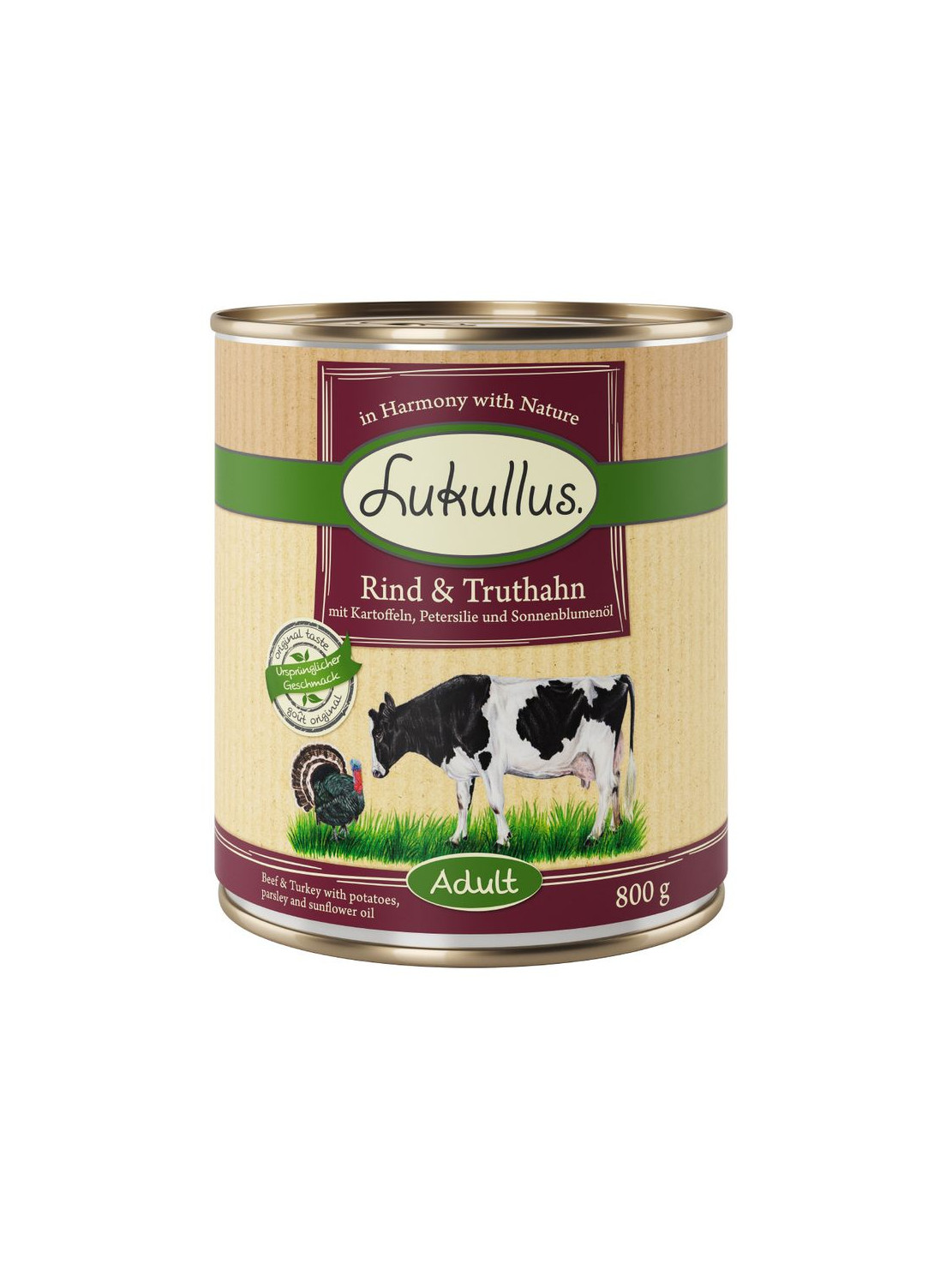 Mokra karma Lukullus Natural 800g Wołowina i indyk