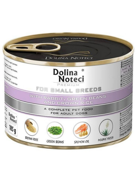 Dolina Noteci Premium Pies Mały Królik, fasolka i ryż brązowy puszka 185g