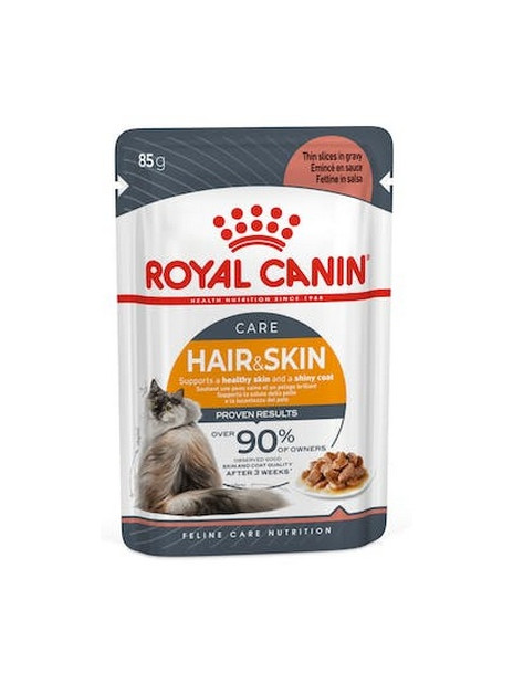 Royal Canin Hair & Skin Care w sosie  karma mokra dla kotów dorosłych, zdrowa skóra, piękna sierść saszetka 85g