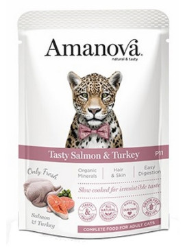 Amanova Cat Tasty Salmon & Turkey - łosoś i indyk saszetka 85g [P11]