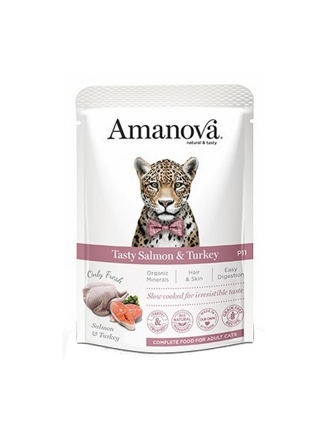 Amanova Cat Tasty Salmon & Turkey - łosoś i indyk saszetka 85g [P11]