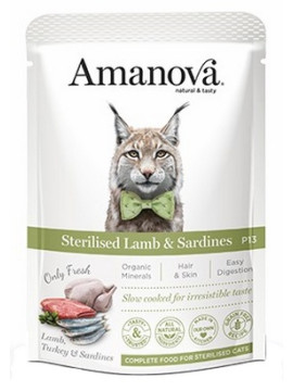 Amanova Cat Sterilised Lamb & Sardines - jagnięcina i sardynki saszetka 85g [P13]