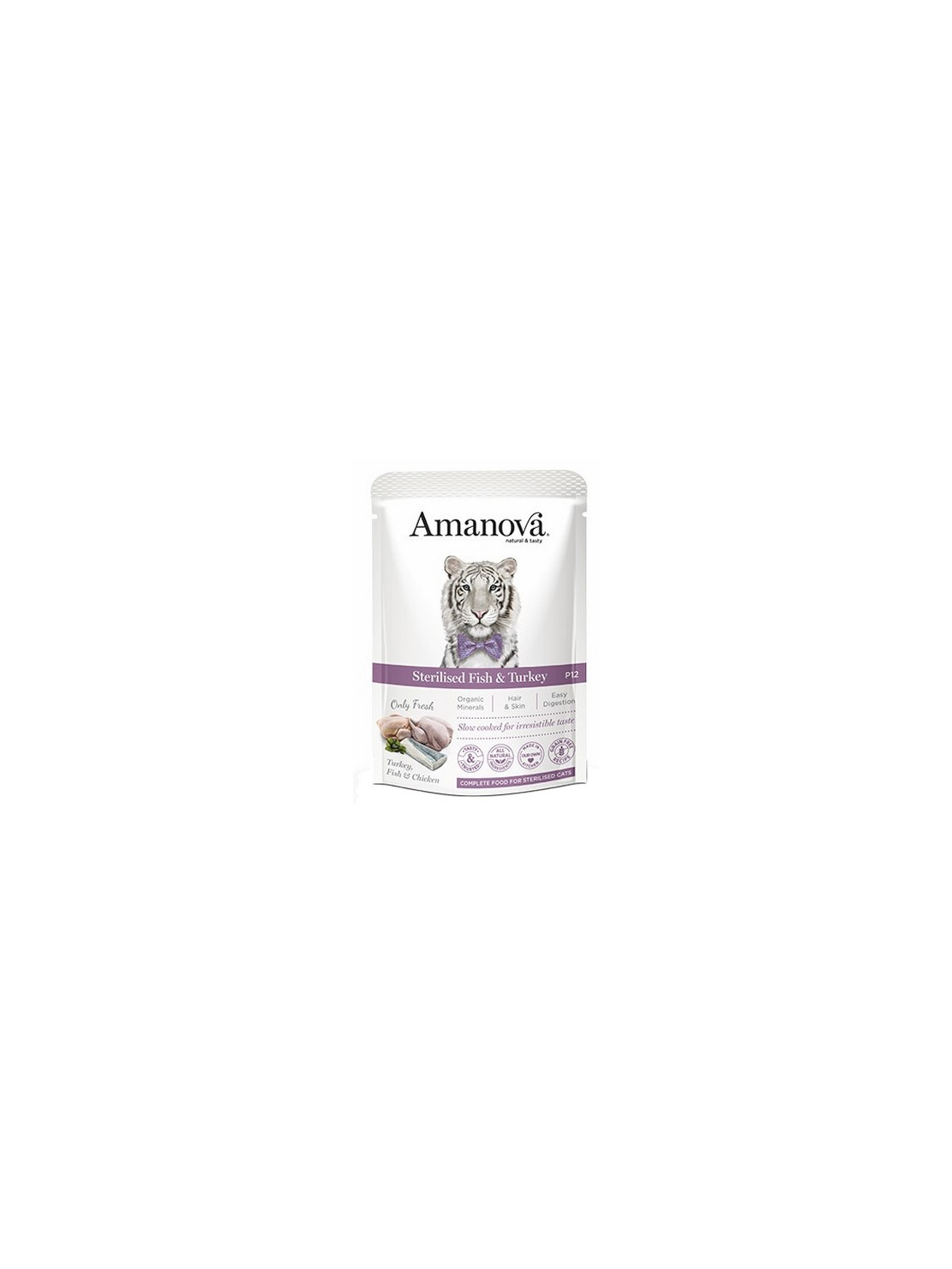 Amanova Cat Sterilised Fish & Turkey - biała ryba i indyk saszetka 85g [P12]