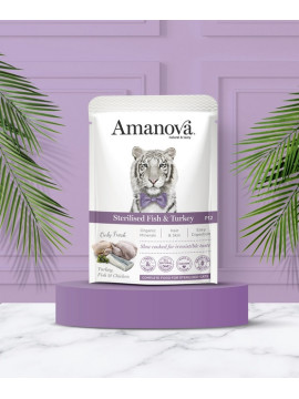 Amanova Cat Sterilised Fish & Turkey - biała ryba i indyk saszetka 85g [P12]