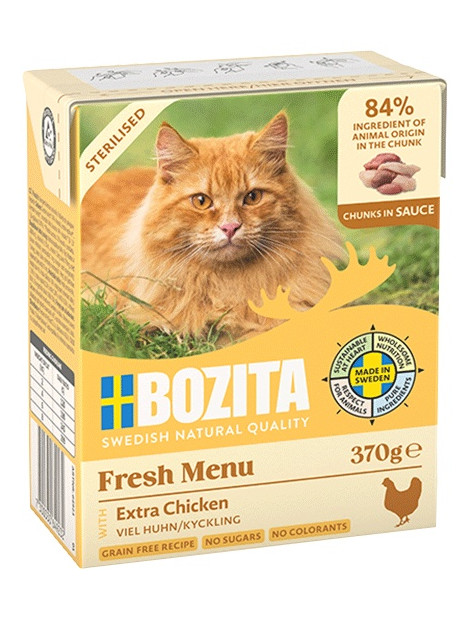 Bozita Sterilised z Extra Kurczakiem kawałki w sosie kartonik 370g