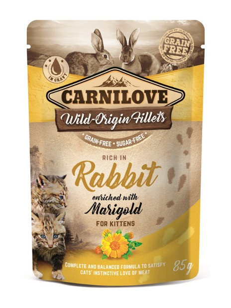 Carnilove Cat Rabbit & Marigold Kitten - królik i nagietek saszetka 85g