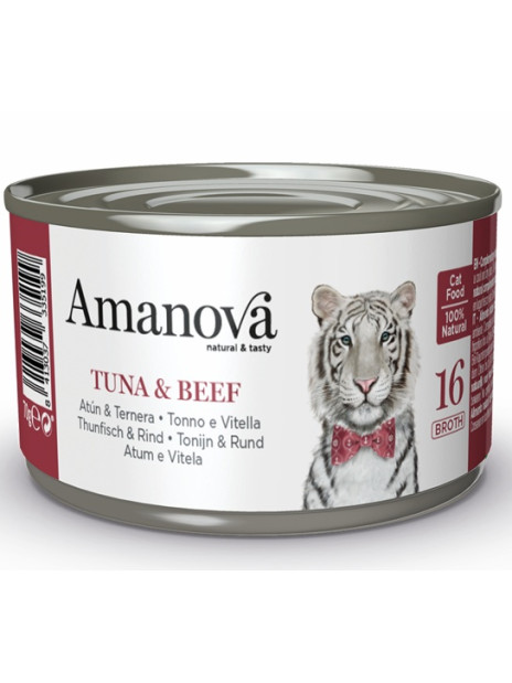 Amanova Cat Tuna & Beef - tuńczyk i wołowina w bulionie puszka 70g [16]