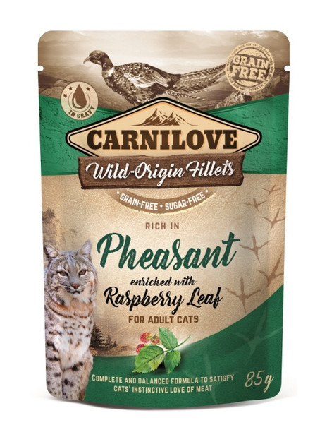 Carnilove Cat Pheasant & Raspberry Leaves - bażant i liście maliny saszetka 85g